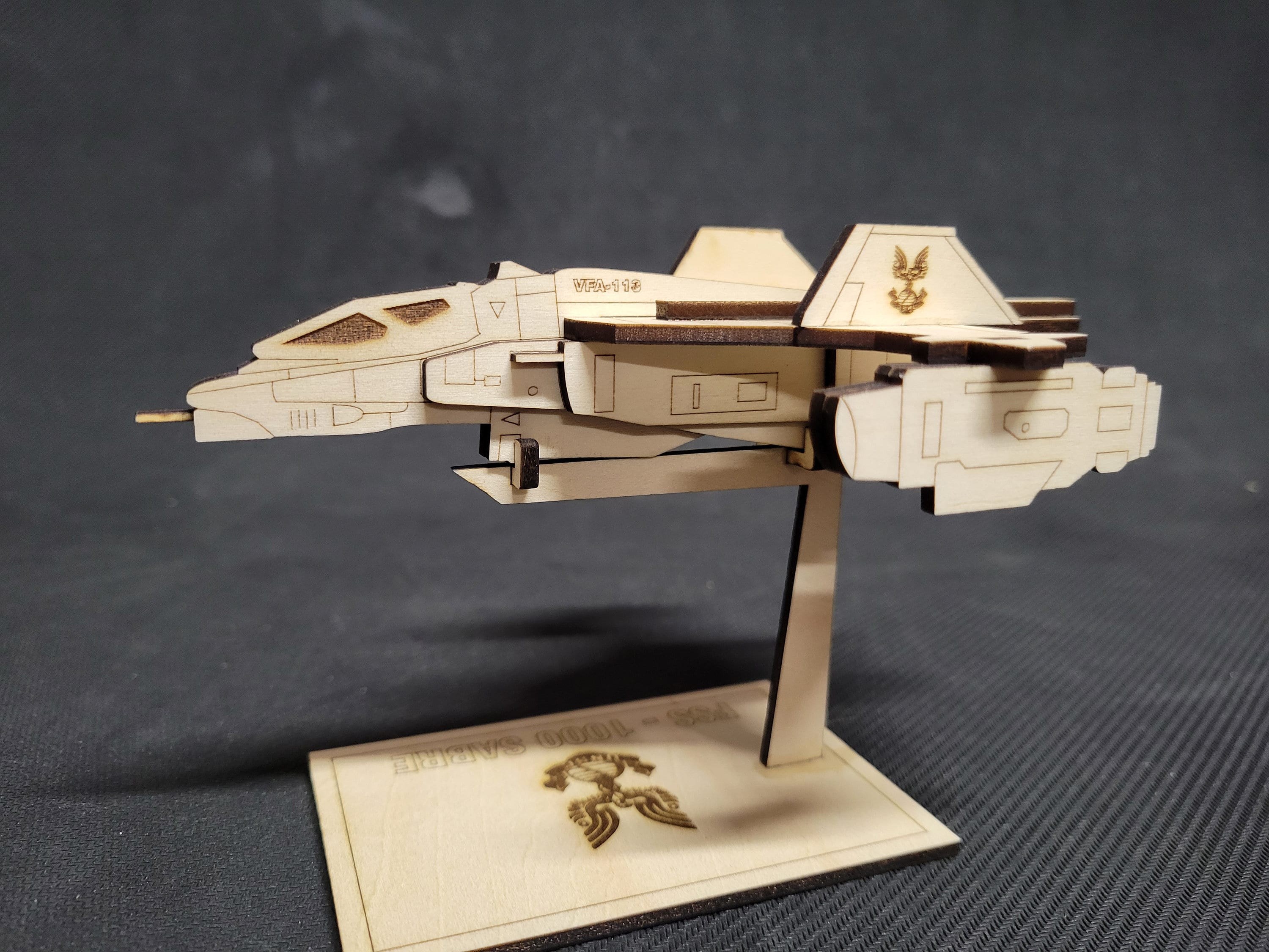 Halo Sabre Fighter Laser Cut Wood Model Kit Etsy