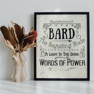 DnD Poster for DnD Bard Class Player Gift, Dungeon Master Gifts, DnD Tavern Decor, Dungeons & Dragons, RPG Gifts, DnD Wall Art, Desk Decor