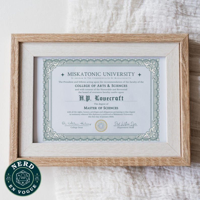 Personalized Miskatonic University Diploma Digital Template: Editable ...