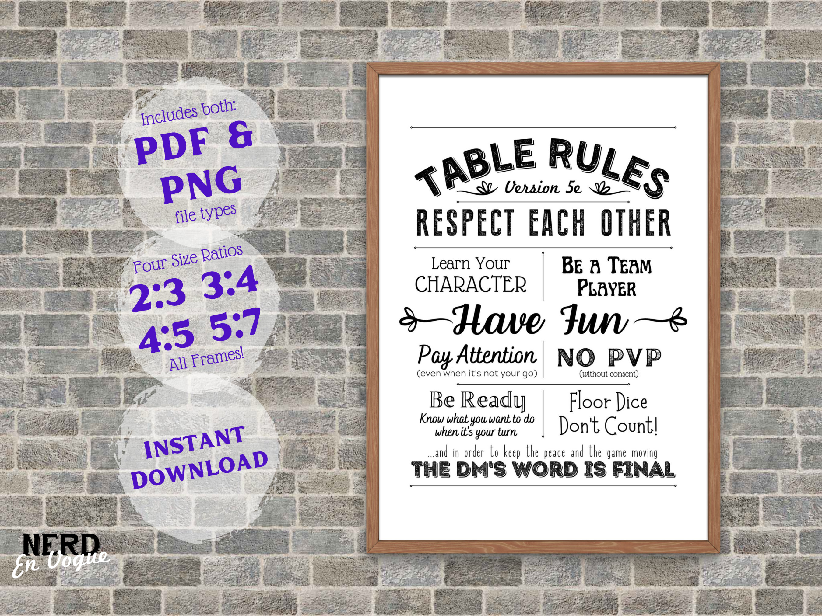 DND Drinking Rules Sign Fun Wall Art Table Top Gaming Accessories Dungeons  and Dragons Prop Fun Stat Adjustement Game 