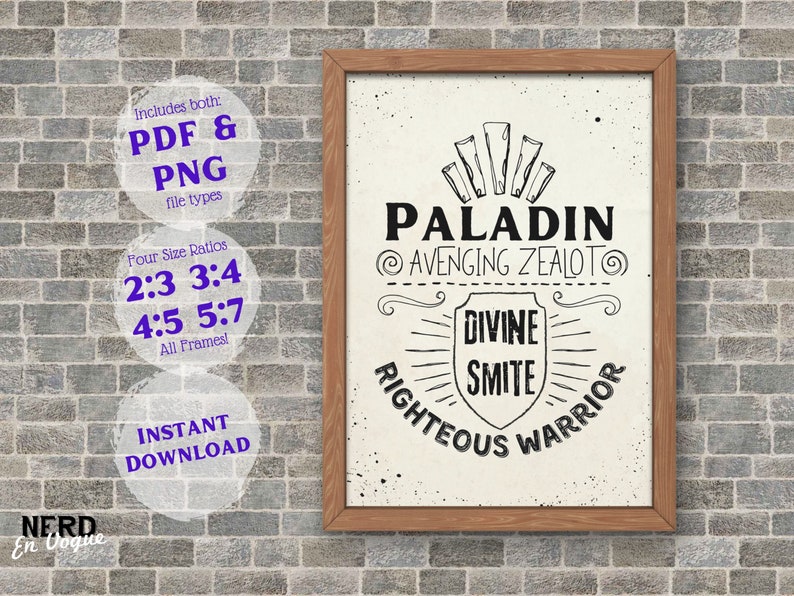 Dnd Poster for Dnd Paladin Class for Dnd Player Gift Dungeon - Etsy Canada