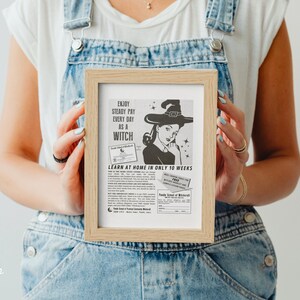 Funny Retro Advert for the Modern Witch, Digital Witchy Artwork, Whimsigothic Decor, Witchcraft Themed Printable Home Decor, Pagan Wall Art