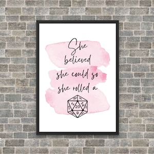 DnD Poster for DM Gift, Printable DnD Room Decor, Nerd Wall Art for Dungeons and Dragons, DnD Tavern Decor, DnD Gift For Her, D20 Decoration