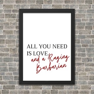 Printable DnD Wedding Gift. Dungeon Master Gifts: Dungeons and Dragons DM Gifts, DnD Poster, DnD Decor, Nerdy Decor, Rage Barbarian