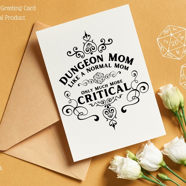 DnD Mothers Day Card for Dungeons and Dragons Players Gift for D&D Mom, Dungeon Mom, Nerd Geek Mum Printable Card Digital Download D20 Dice