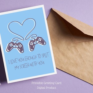 Gamer Valentine Card, Pareja de juegos, Controlador de consola de videojuegos, Nerd Valentine imprimible, Gaming Geek, Aniversario, Cumpleaños, Tarjeta de amor