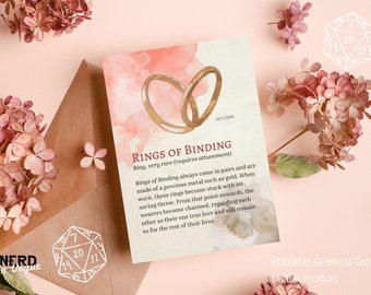 DnD Card for a DnD Wedding Card, DnD Couple Gift, RPG Wedding Congratulations, Engagement or Anniversary, printable pdf png greetings card