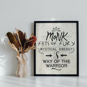 DnD Poster for DnD Monk Class, DnD Player Gift for Dungeon Master Ideas, Printable PDF for Dungeons & Dragons, RPG Gifts, DnD Tavern Decor