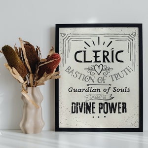 DnD Poster of Cleric Class for DnD Player Gift, Dungeon Master Ideas, Printable PDF for Dungeons & Dragons, RPG Gifts, DnD Decor Wall Art