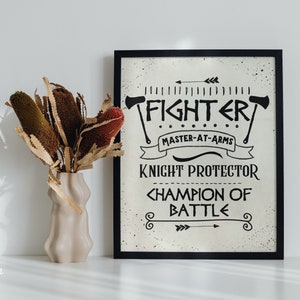 DnD Poster of Fighter Class for DnD Player Gift, Dungeon Master Gifts, DnD Tavern Decor, Dungeons & Dragons, RPG Gifts, DnD Wall Art Ideas