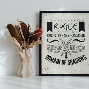 DnD Rogue Class Poster: D&D Doodle Style Wall Art, Printable Digital Download, Various Sizes