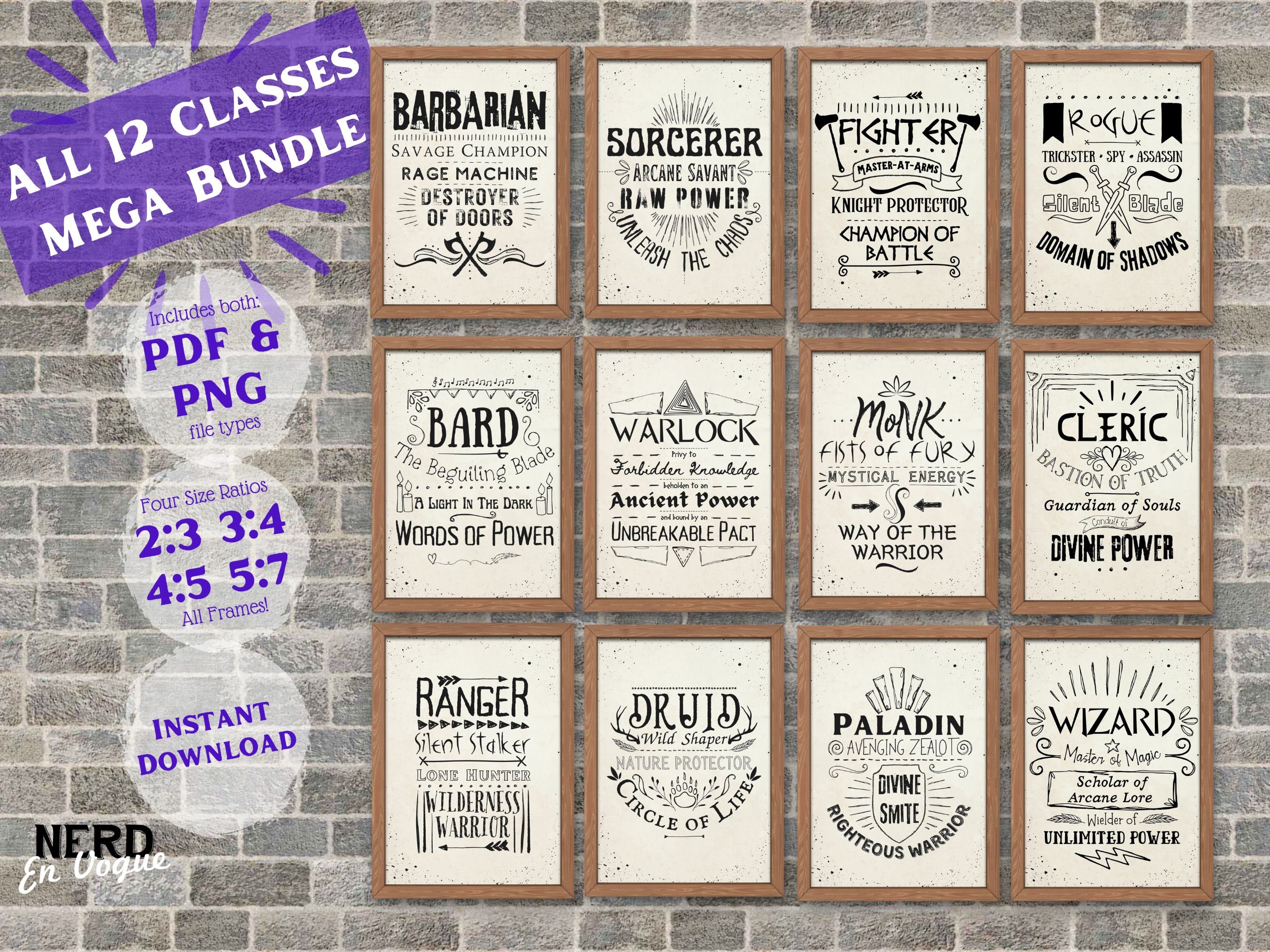 Huge Art Bundle Set of 12 Prints Dnd Posters, Dnd Tavern Decor, Dnd