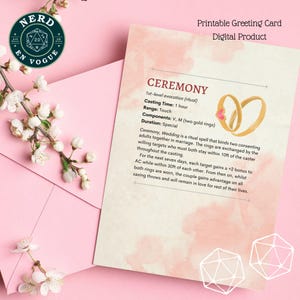 DnD ウェディング カード、DnD カップル ギフト、RPG 結婚お祝い、婚約または記念日、印刷可能な PDF PNG グリーティング カード用の DnD カード