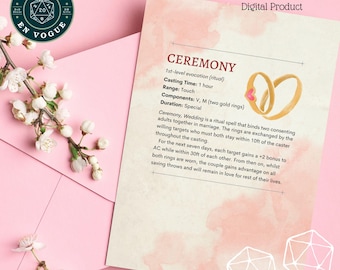 DnD Card for a DnD Wedding Card, DnD Couple Gift, RPG Wedding Congratulations, Engagement or Anniversary, printable pdf png greetings card