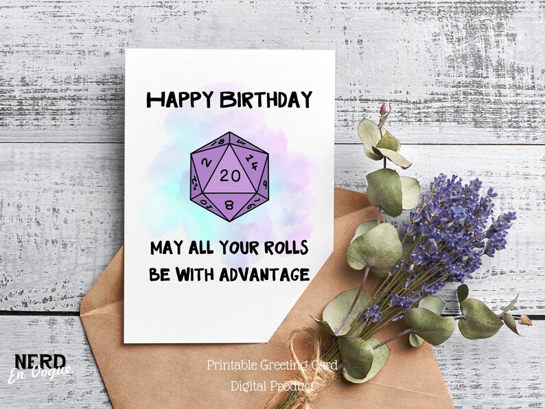 Printable Dnd Birthday Card for Dungeons and Dragons Players Gift, D&amp;D ...