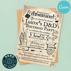 Dnd Birthday Party Invite Template, Dungeons and Dragons Invitations ...