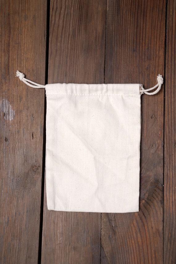 Double drawstring Reusable and Eco-Friendly 100 percent Cotton Canvas bags natural color