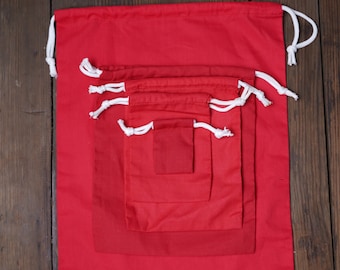 Double drawstring Reusable and Eco-Friendly cotton bags RED COLOR