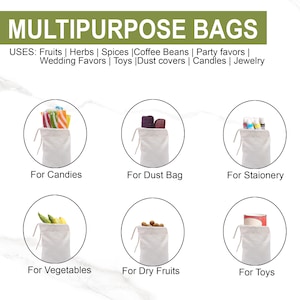 6 x 8  inches Single drawstring Reusable and Eco-Friendly 100 percent cotton bags natural color