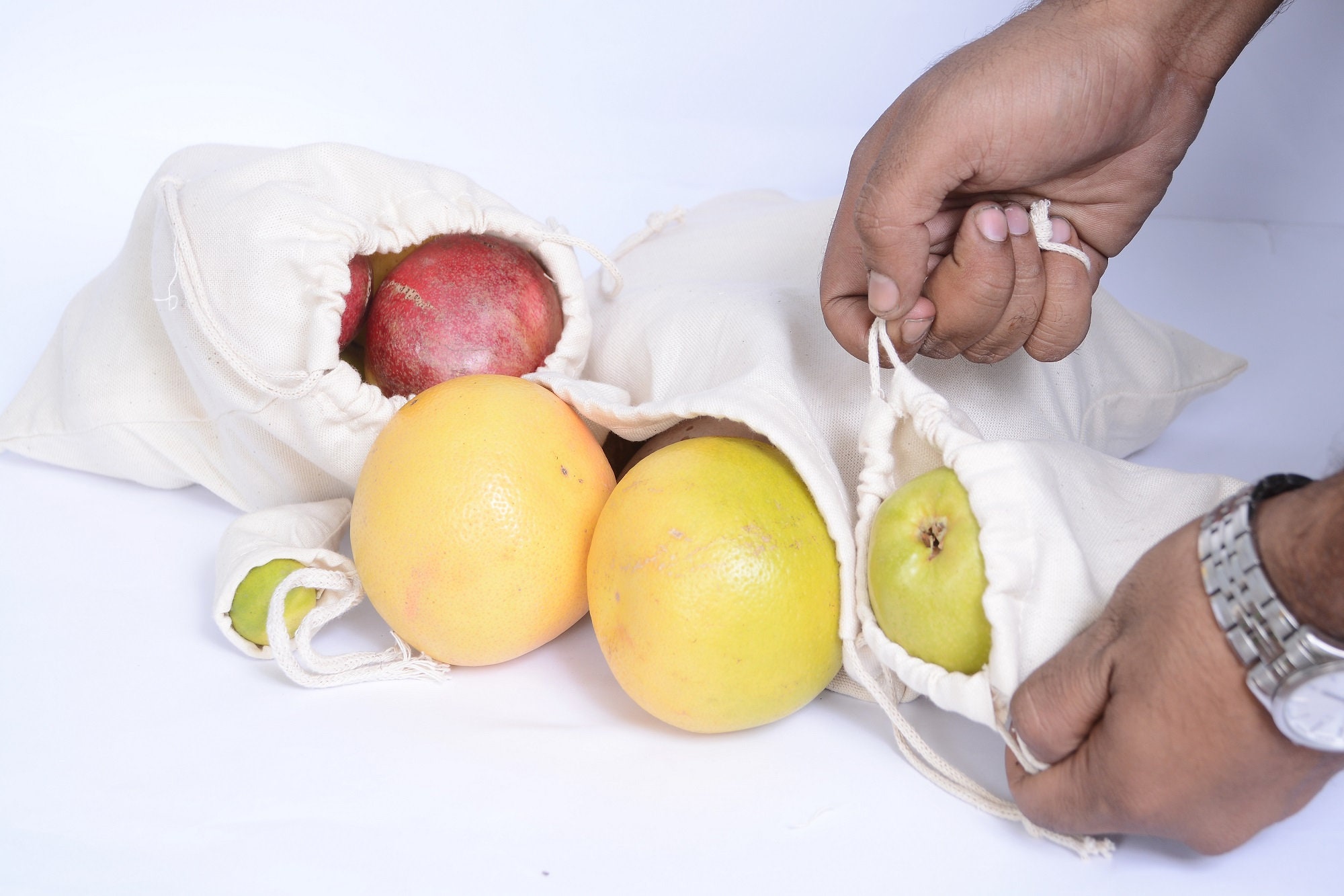 Cotton Drawstring Bag, Reusable Produce Bag (10x12 Inches) - Etsy