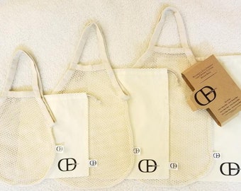 Reusable and Eco-friendly Cotton mesh totes and muslin bags 6pcs set