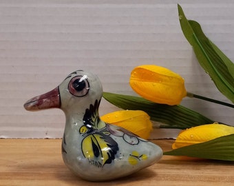 Vintage Tonala Duck Figurine, Tonala Mexico Glazed Duck, Mexico Folk Art Duck, Farmhouse Decor, Cottage decor