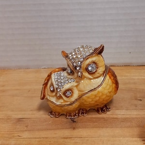 Jeweled Owl Jewelry Box: Swarovski Crystals, Collectible Figurine