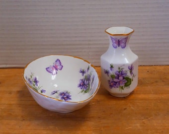 Aynsley Fine Bone China Wild Violets Bud Vase, Purple Flowers - Etsy
