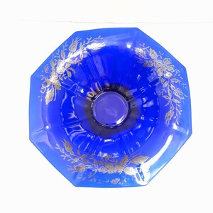 Vintage Cobalt Blue Bowl with Sterling Silver Overlay, Cobalt Blue Glass Art, Glass Centerpiece, Glass Art Centerpiece