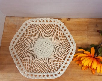 Belleek Hexagon Basket Weave Plate, Belleek Reticulated Plate, Belleek Basketware, Belleek Cake Platter, Bridal Shower Decor, Wedding Decor