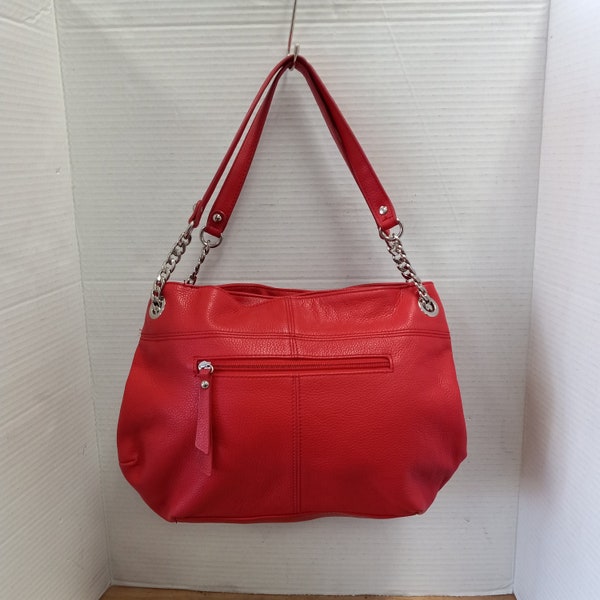 Vintage Tignanello Genuine Red Leather Shoulder Bag w/t Silver Hardware, Vintage Leather Bag Red, Gift for Her, Mother's Day Gift