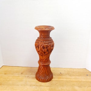 Vintage Carved Wood Urn, Vintage Urn Hand Carved Wood, Teak Wood Urn, Carved Wood Vase, Boho Decor, Victorian Decor
