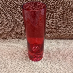 Vintage Ruby Red Tall and Skinny Vase, Art Nouveau Vase, Red Glass Vase, Red Cylinder Vase, Red Wedding Decor, Glass Decor, Table Top Decor