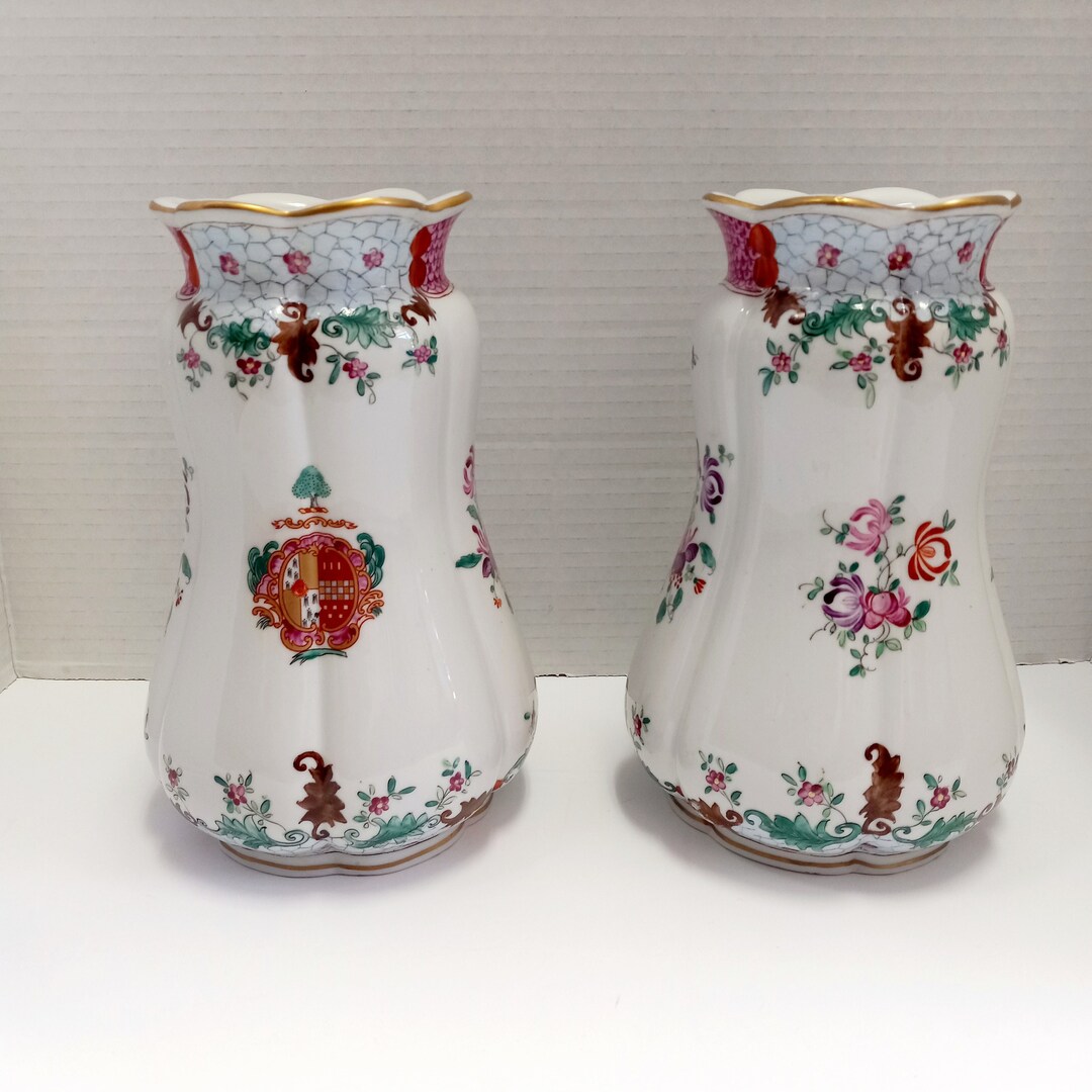 Rare Vase Coat of Arms and Flowers Motif Continental Etsy