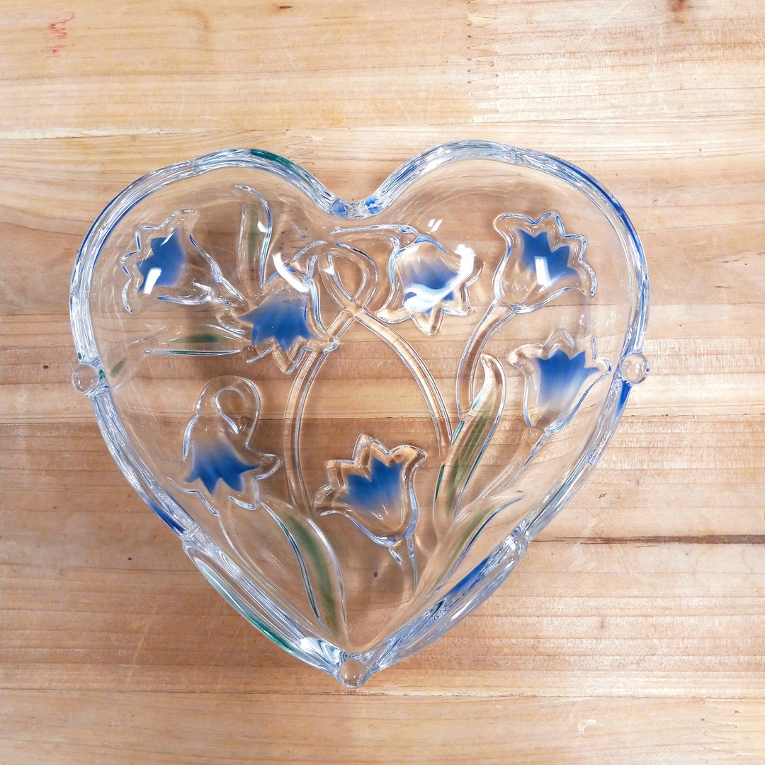 Vintage Mikasa Crystal Heart Dish With Tulips (9 Inch) - Etsy