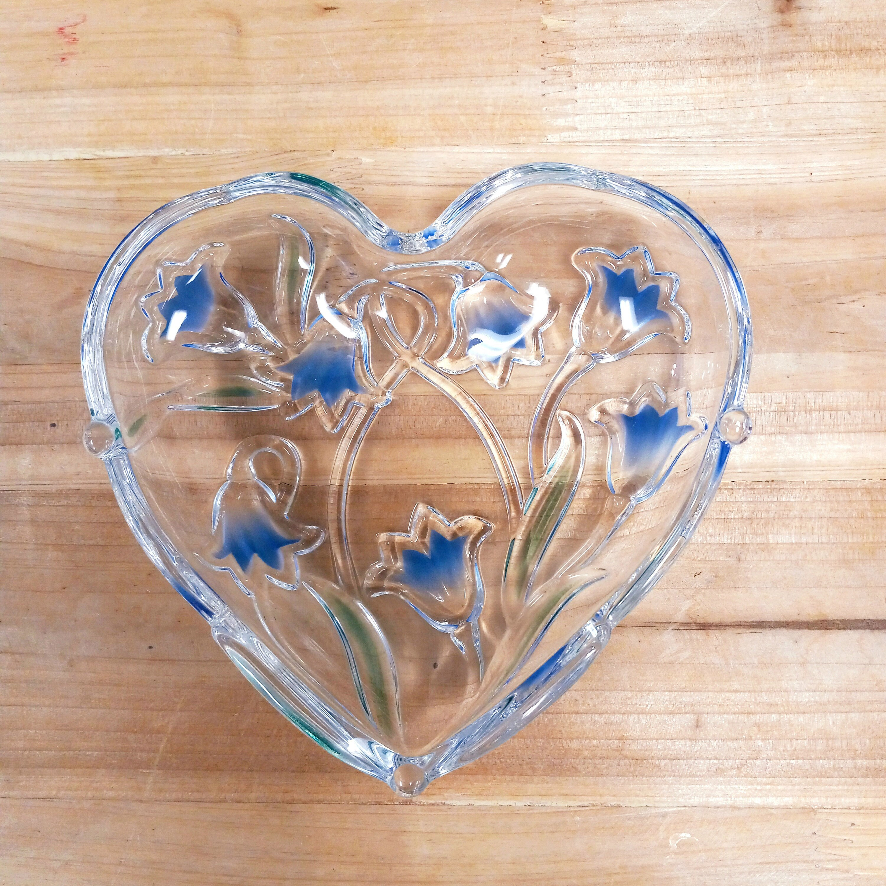 Mikasa Heart Dish With Tulips, Mikasa Crystal Heart Dish, Crystal