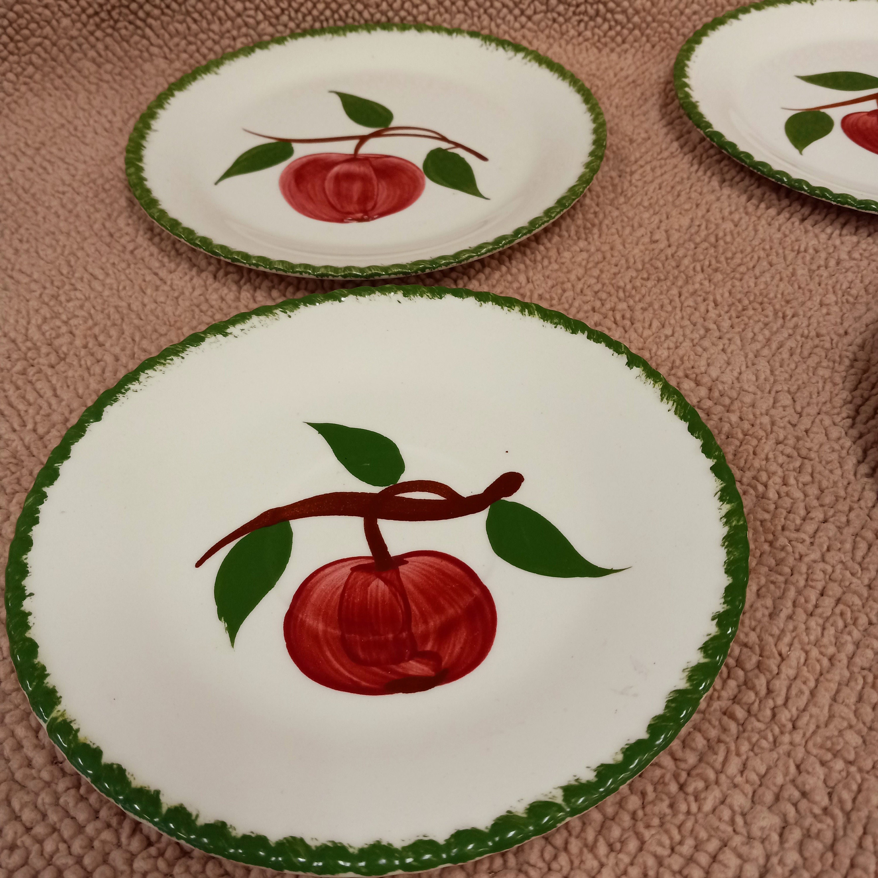 Vintage Blue Ridge Apple Dessert Plates, Set of 4 - Etsy