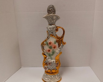 Vintage 1971 Jim Beam Porcelain Decanter: Art Deco Liquor Bottle