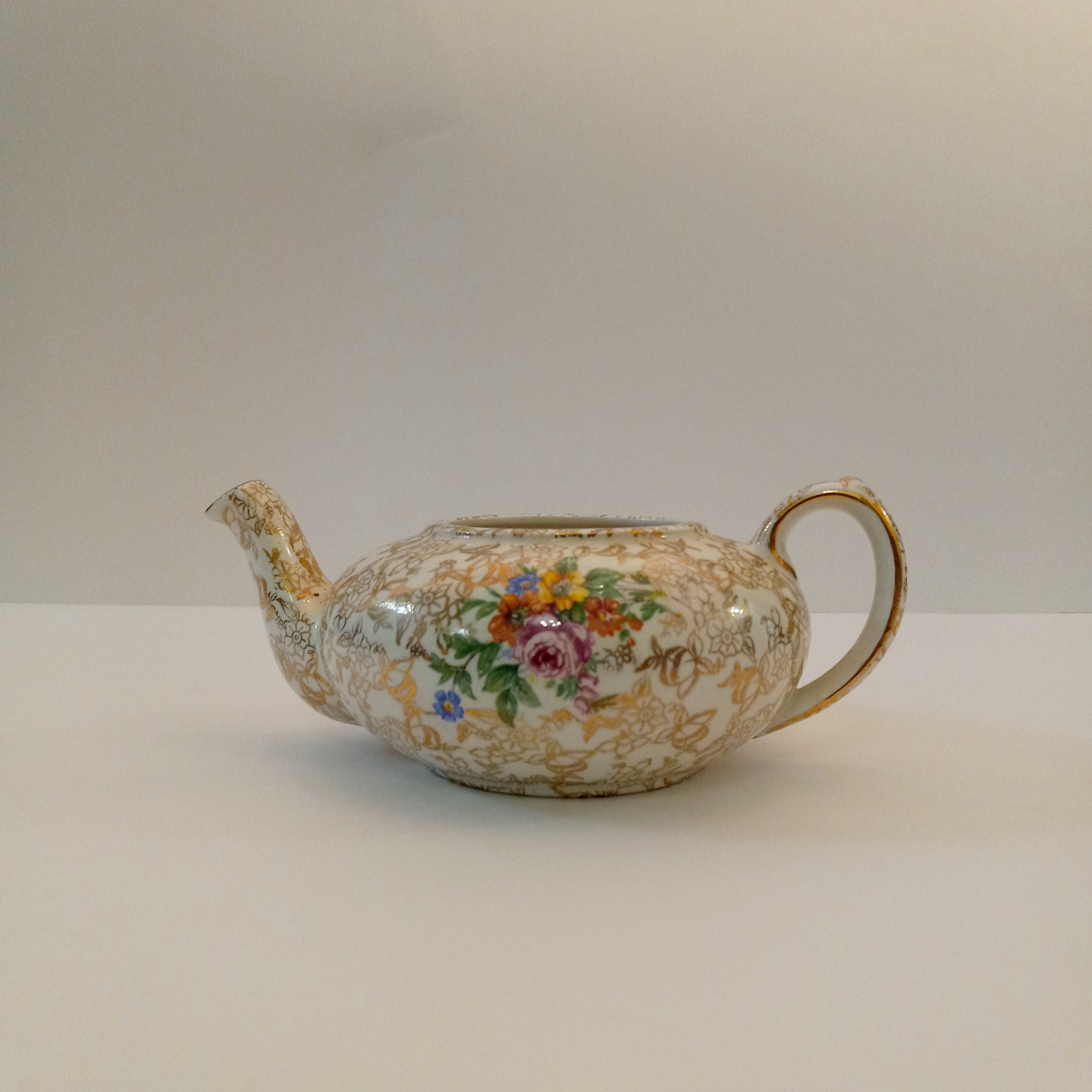 Vintage Lord Nelson Ware Teapot: Victorian Floral Shabby Chic