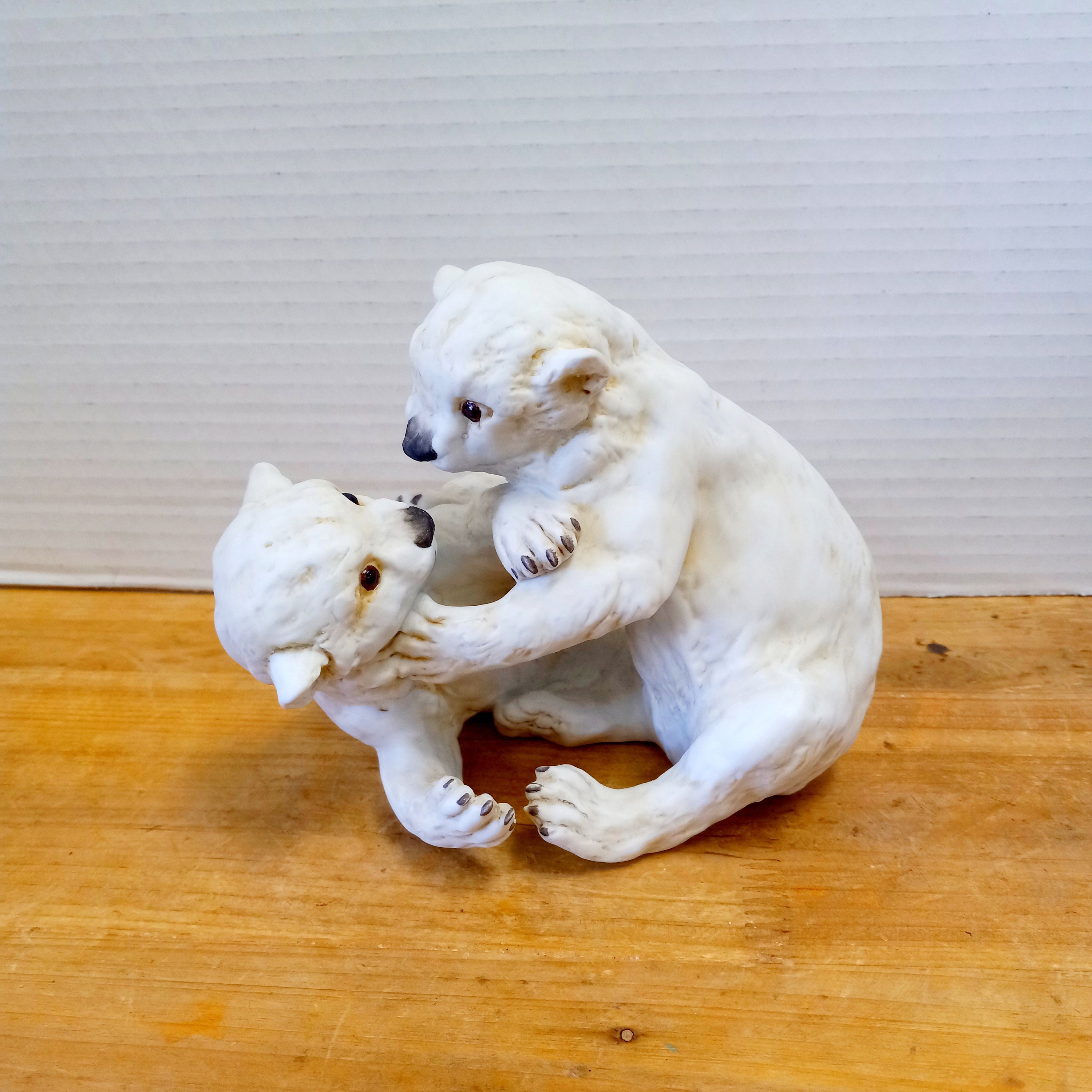Vintage Kaiser Bisque Porcelain Polar Bears Figurine: Hand-painted