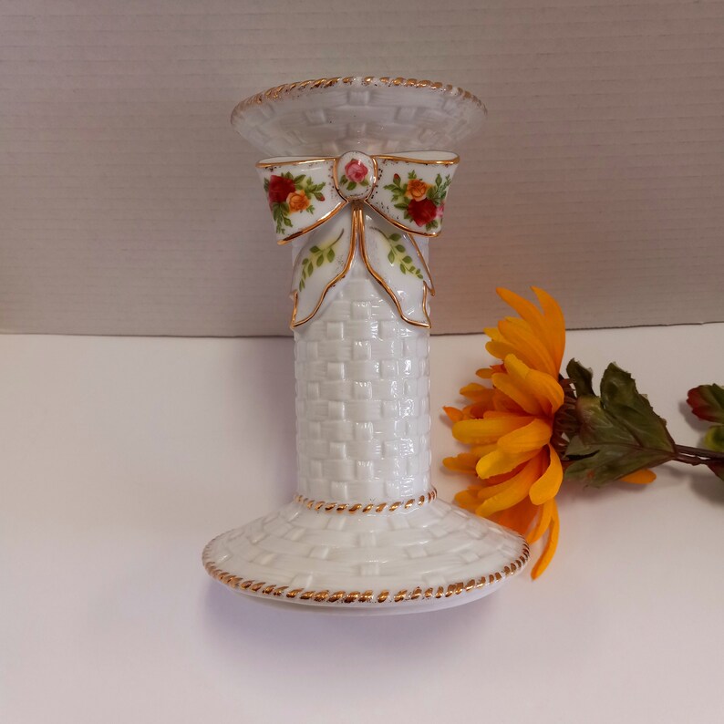 Royal Albert Old Country Roses Basketweave Candle Holder Etsy