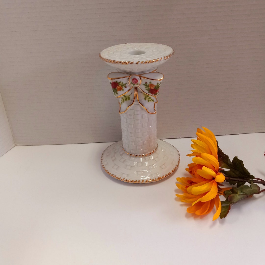 Royal Albert Old Country Roses Basketweave Candle Holder Etsy