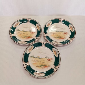 Set of 3 Keltcraft by Noritake Plates w/t Hunting Scene, Noritake Plates Pursuit, Cabin Decor, Cottage Decor, Irish, Collectible Plates