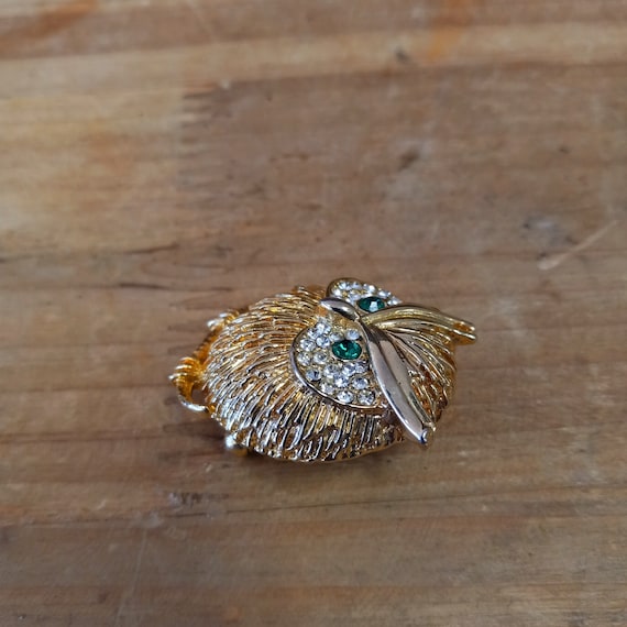 Owl Brooch Gold Tone, Owl Brooch Enameled&Jeweled… - image 5