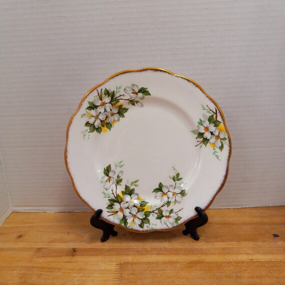 Vintage Royal Albert White Dogwood Plate: Bone China Floral Plate