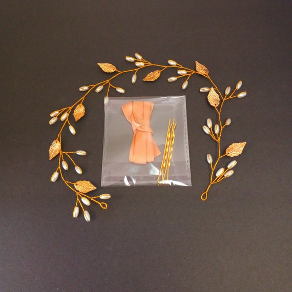Gold Leaf Vine Bridal Hair Accessories, Wedding Ha