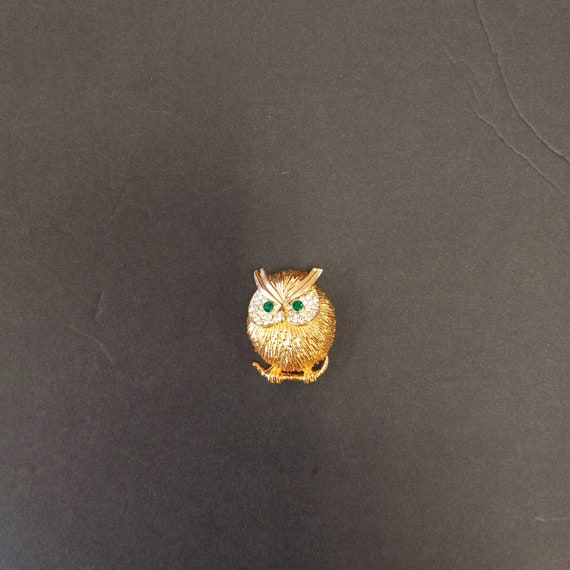 Owl Brooch Gold Tone, Owl Brooch Enameled&Jeweled… - image 9