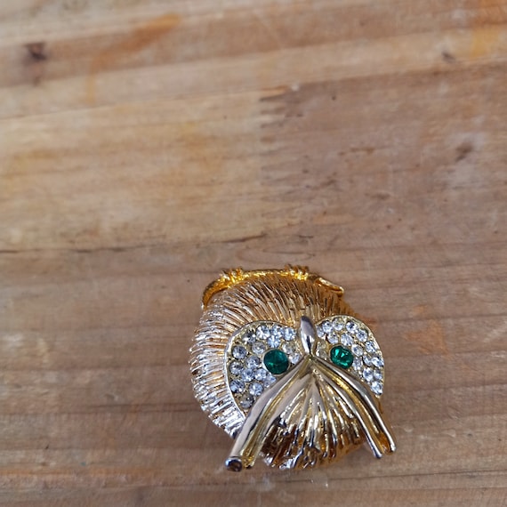 Owl Brooch Gold Tone, Owl Brooch Enameled&Jeweled… - image 4