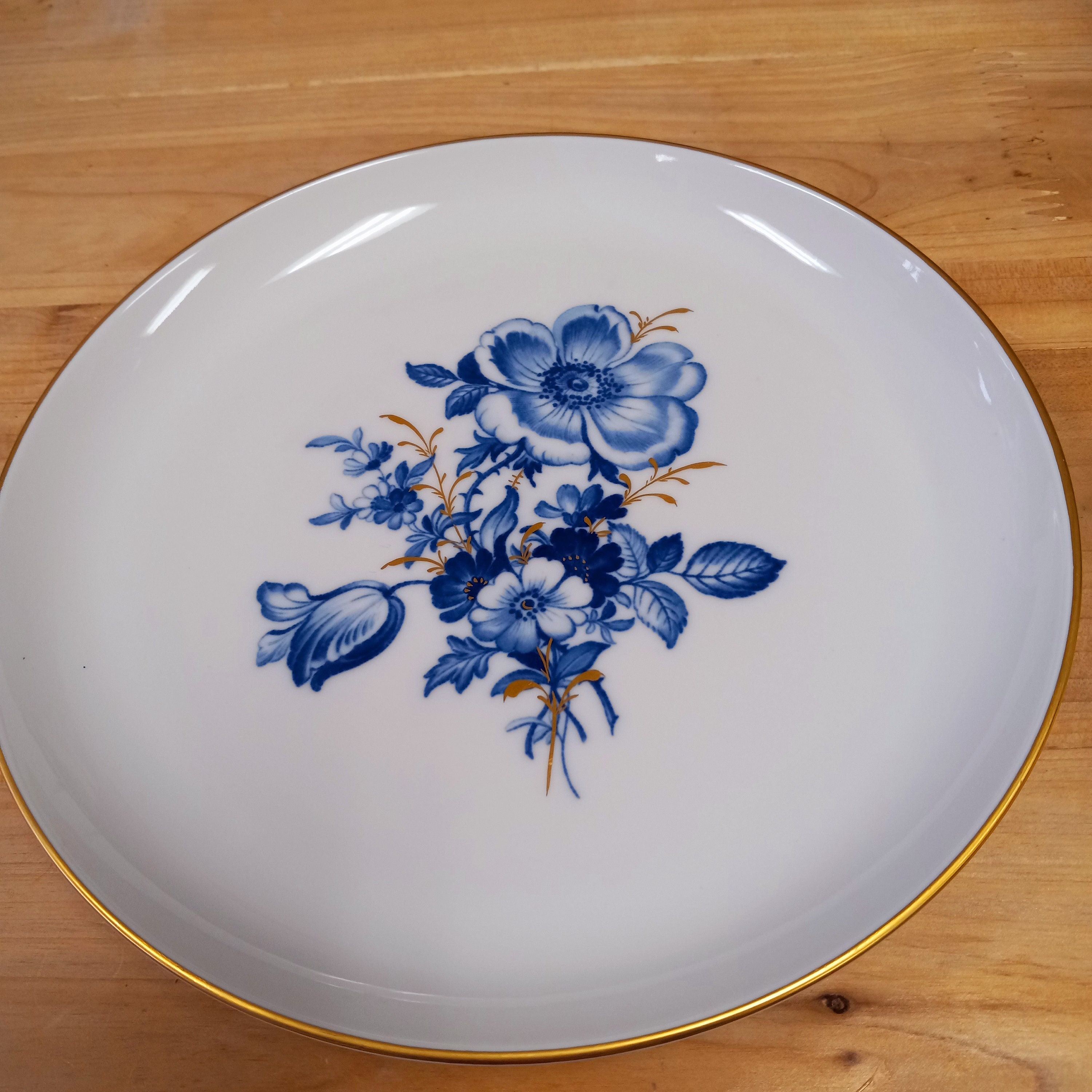 Meissen ブルー花柄 プレート1850〜1860年 保証書付 C−2840 Rare Antique Meissen Blue Floral Plate: German Porcelain, Gold