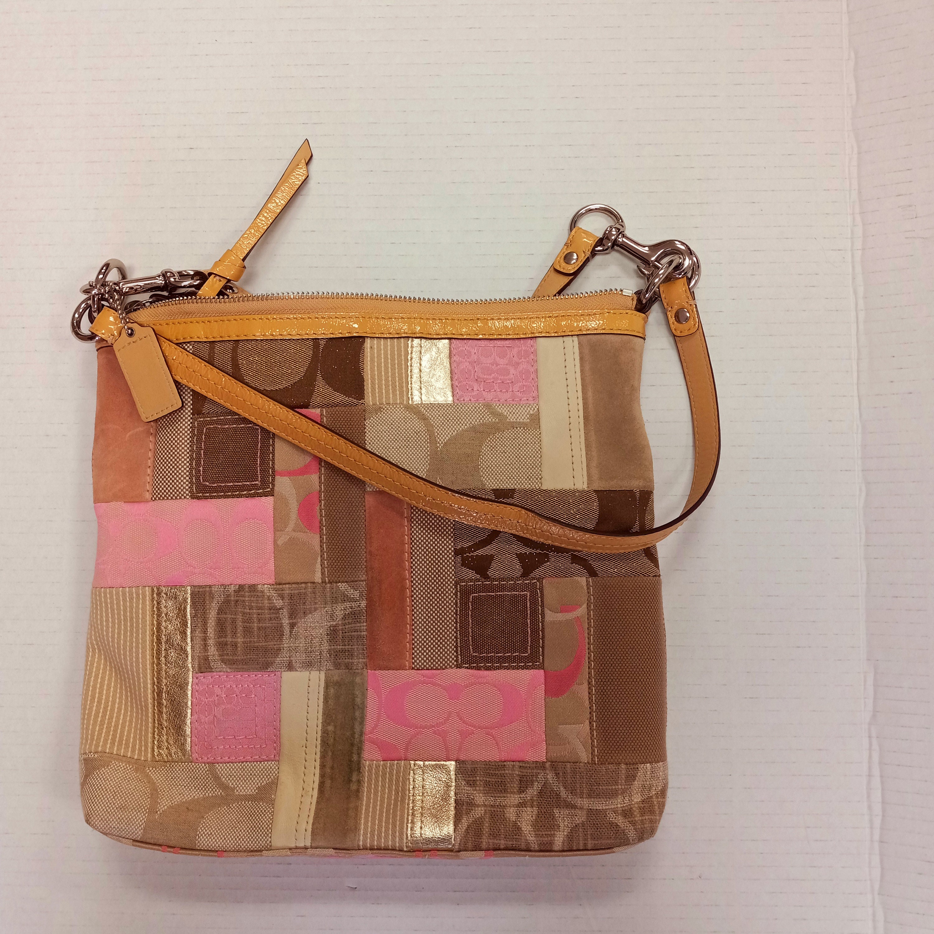 Vintage Coach Patchwork Shoulder Bag Convert Into Crossbody Pink And